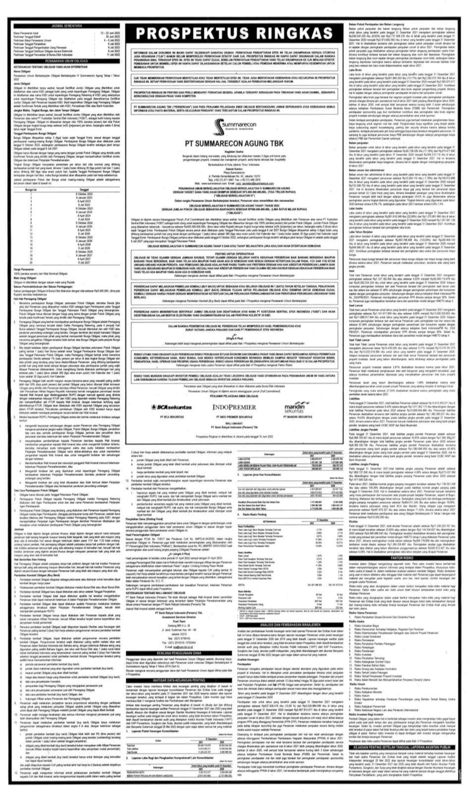 Prospektus Summarecon Agung Tbk SMRA 10 Juni 2022 Dataindonesia Id