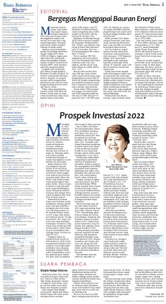 Rubrik Opini Harian Bisnis Indonesia April 2022
