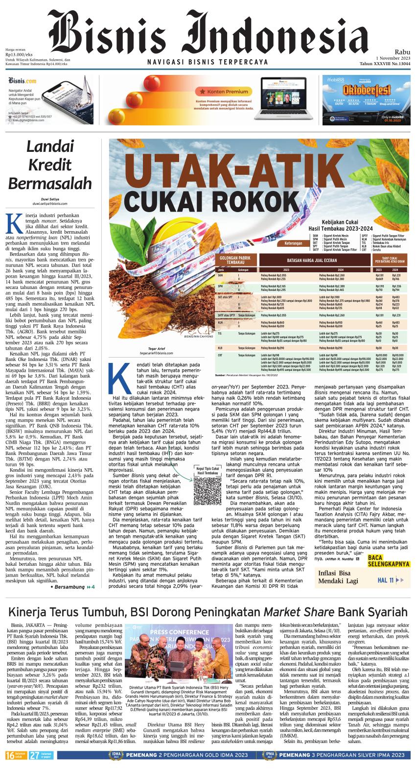Bisnis Indonesia 01 November 2023 - Dataindonesia.id