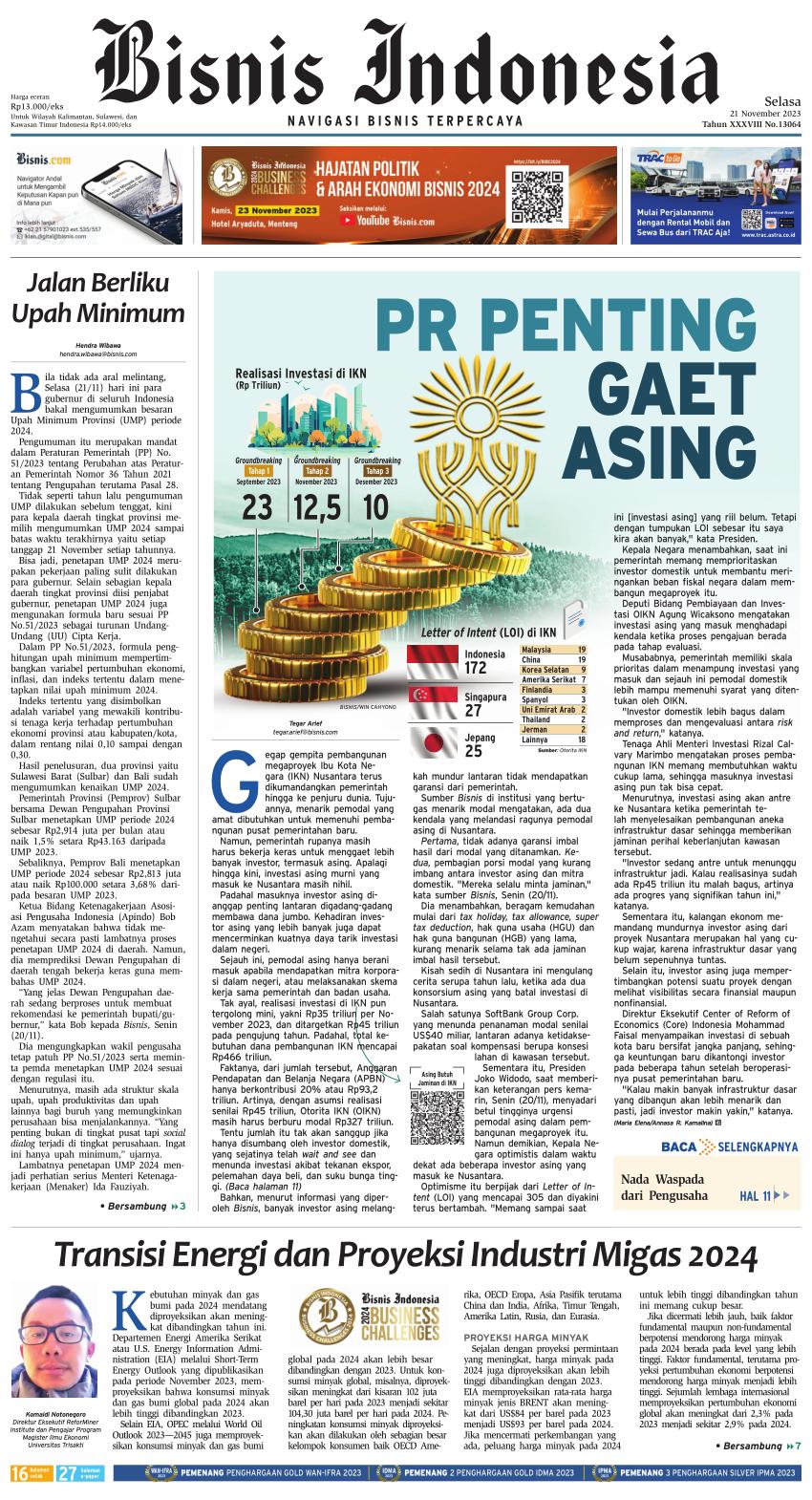Bisnis Indonesia 21 November 2023 - Dataindonesia.id